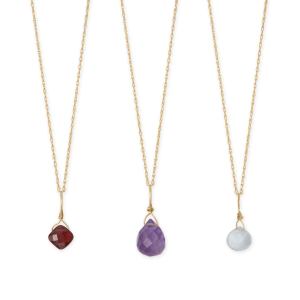 16 14 Karat Gold Birthstone Necklace (January-December)