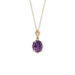 18 14 Karat Gold Precision Cut Amethyst Necklace