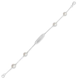 7 White Cultured Freshwater Pearl ID Bracelet