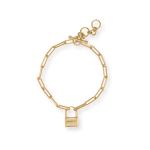 7.5 14 Karat Gold Plated CZ Lock Toggle Bracelet