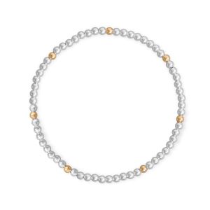 7 3mm Polished Silver and 14/20 Gold Filled Bead Stretch Bracelet