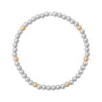 7 4mm Polished Silver and 14/20 Gold Filled Bead Stretch Bracelet