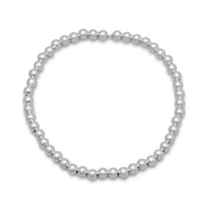 7 4mm Sterling Silver Bead Stretch Bracelet