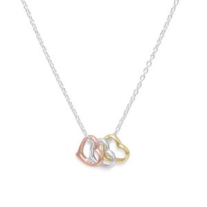 15.75 + 2 Tri Tone Heart Necklace