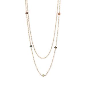 Two Strand 14 Karat Gold Plated Tourmaline Necklace