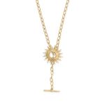 Shine On! 16.5 14 Karat Gold Plated Sunburst Toggle Necklace