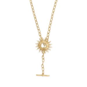 Shine On! 16.5 14 Karat Gold Plated Sunburst Toggle Necklace