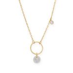 A Kiss of Cute! 16 + 2 Rainbow Moonstone and CZ Charm Necklace