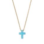 16 + 2 14 Karat Gold Plated Synthetic Opal Cross Necklace