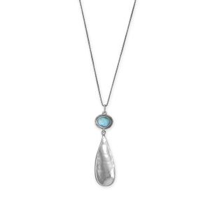 18 Larimar with Pear Drop Necklace
