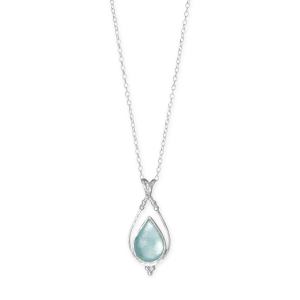 18 Open Pear and Aqua Roman Glass Necklace