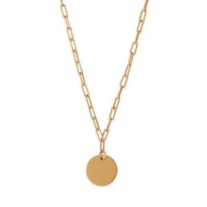 16 + 2 14 Karat Gold Plated Engravable Disc Necklace