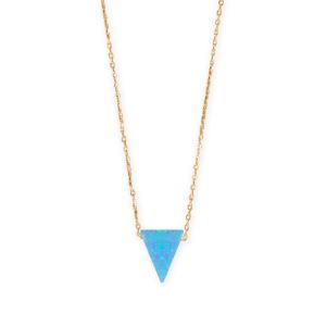 16 + 2 14 Karat Gold Plated Synthetic Opal Triangle Necklace