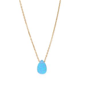 16 + 2 14 Karat Gold Plated Synthetic Opal Pear Necklace
