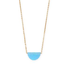 16 + 2 14 Karat Gold Plated Synthetic Opal Semicircle Necklace