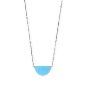 16 + 2 Rhodium Plated Synthetic Opal Semicircle Necklace