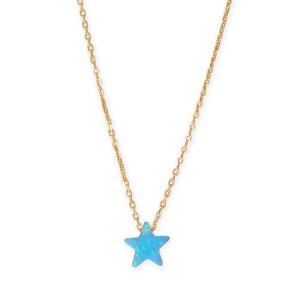 16 + 2 14 Karat Gold Plated Synthetic Opal Star Necklace