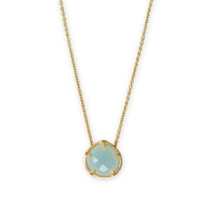 16 + 2 14 Karat Gold Plated Pear Chalcedony Necklace