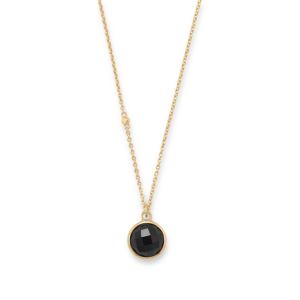 16 + 2 14 Karat Gold Plated Faceted Black Onyx Necklace