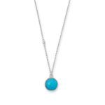 16 + 2 Rhodium Plated Faceted Turquoise Necklace