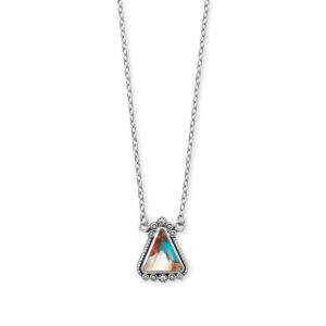 18 + 2 Oxidized Spiny Oyster and Turquoise Necklace