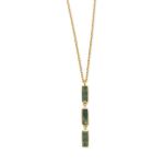 18 + 2 14 Karat Gold Plated Moss Agate Drop Necklace