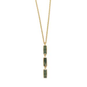 18 + 2 14 Karat Gold Plated Moss Agate Drop Necklace