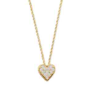 16 + 2 14 Karat Gold Plated Pave CZ Heart MOM Necklace