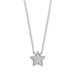 16 + 2 Rhodium Plated Pave CZ Star Necklace