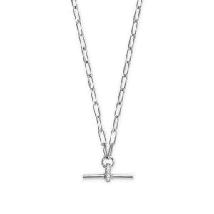16 + 2 Rhodium Plated CZ Decorated Toggle Bar Necklace
