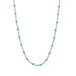 Rhodium Plated Turquoise Blue Enamel Satellite Chain