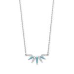 16 + 2 Rhodium Plated Synthetic Turquoise and CZ Spike Necklace