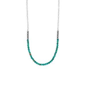 18 Oxidized Bead and Turquoise Necklace