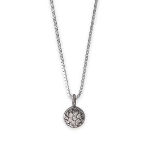 16 Black Rhodium Plated Diamond Studded Disc Necklace