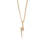 16 14 Karat Gold Plated Diamond Studded Lightning Bolt Necklace