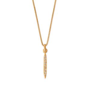 16 Small 14 Karat Gold Plated Diamond Studded Spike Necklace