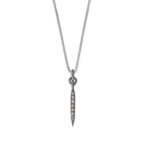 16 Small Black Rhodium Plated Diamond Studded Spike Necklace