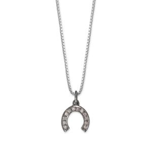 18 Black Rhodium Plated Diamond Studded Horseshoe Necklace