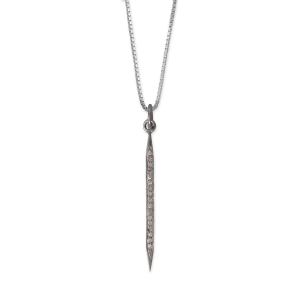 18 Large Black Rhodium Plated Diamond Studded Spike Necklace
