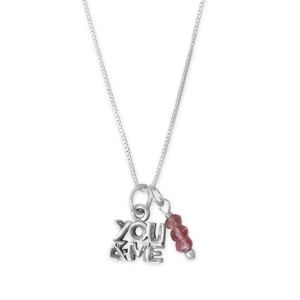 18 YOU and ME and Pink Tourmaline Gem Drop Necklace