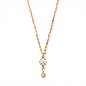 14/20 Gold Filled 4mm Lab Grown Diamond and Bead Drop Necklace