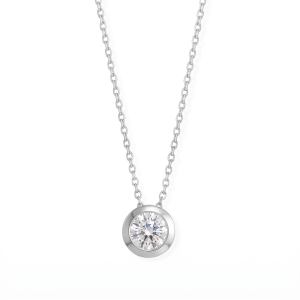 16 + 2 Rhodium Plated Floating 6mm Lab Grown Diamond Slide Necklace