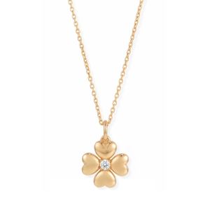 16 + 2 14 Karat Gold Plated Lucky Clover Lab Grown Diamond Necklace