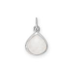 Rhodium Plated Pear Rainbow Moonstone Charm