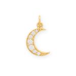 Dainty 14 Karat Gold Plated CZ Crescent Moon Charm