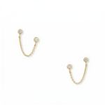 14 Karat Gold Plated Round CZ Double Post Earrings