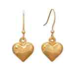 14 Karat Gold Plated Puffy Heart French Wire Earrings