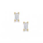 14 Karat Gold Plated Clear Baguette CZ Earrings