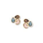 14 Karat Gold Plated Glass and Quartz Earrings
