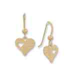 14 Karat Gold Plated Laser Cut Heart French Wire Earrings